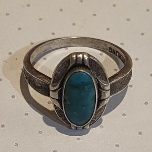 1950s Antique Native American SterlingTurquoise Ring By Bell Trading Post